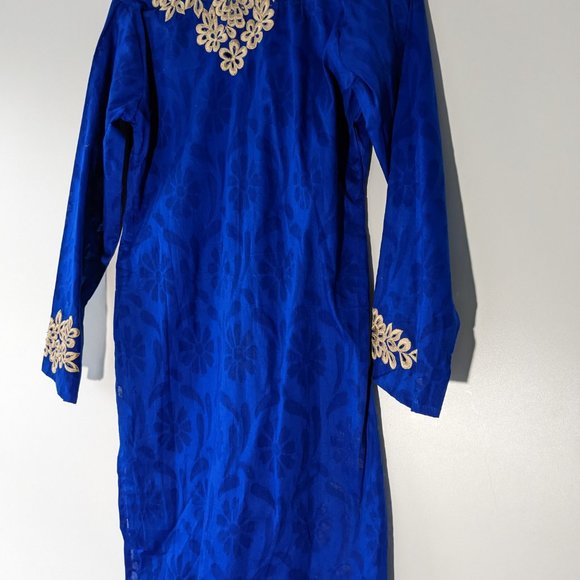 *3/$10* Embroidered Kurta Royal Blue Gold Size 38 (US Size 4/6) - Picture 3 of 3